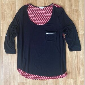 Anthropologie Pleione mixed print Tee Shirt Top Tunic Blouse size L